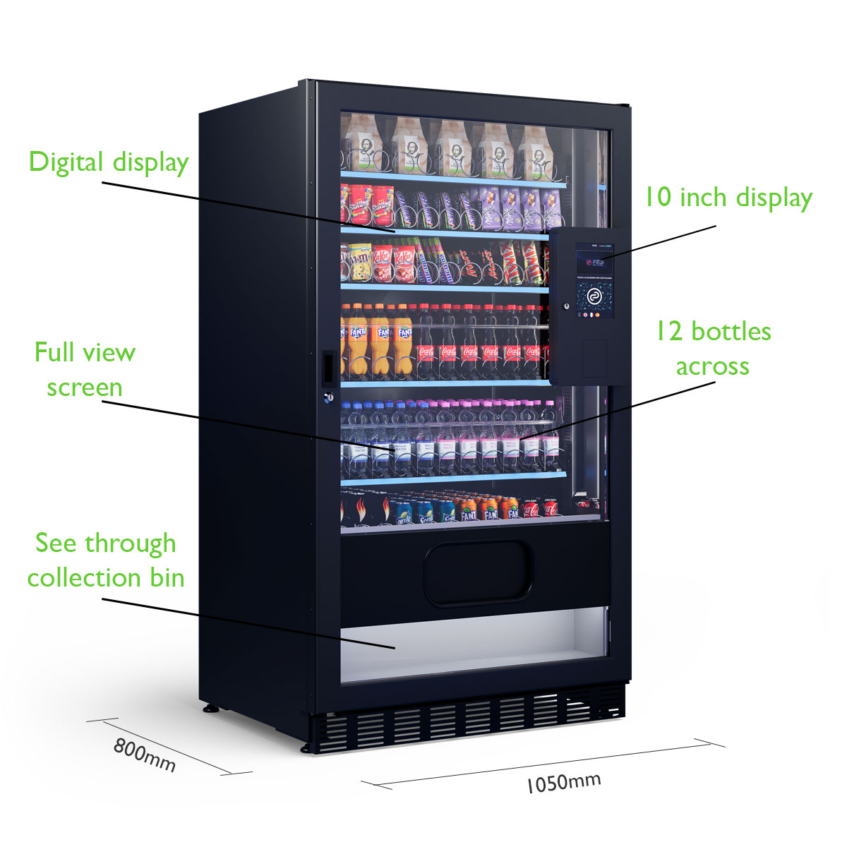 dimensions of the snack and drink Vision vending machine