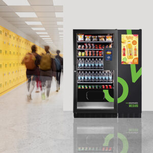 the vision vending machine on location in a college