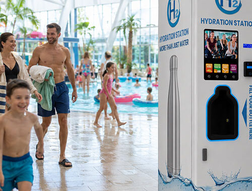 h2o hydration station in a holiday park pool