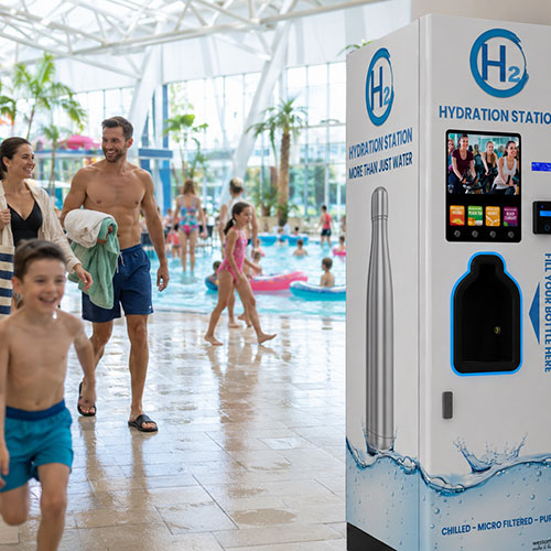 h2o hydration station in a holiday park pool