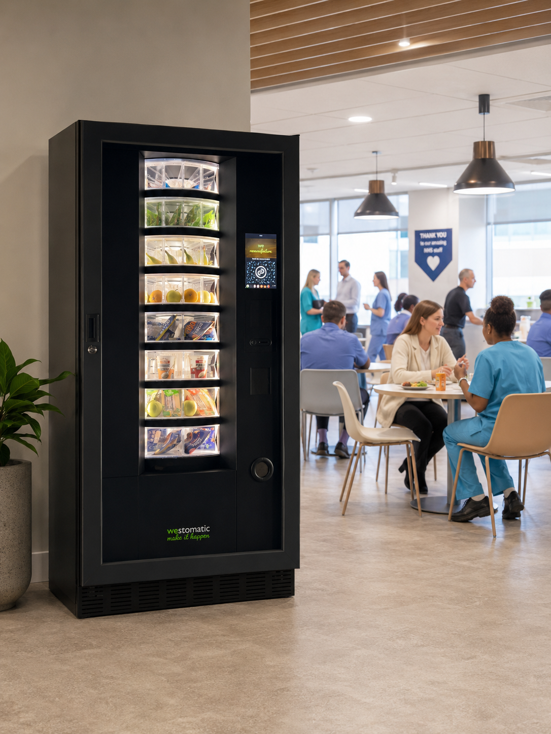 easy 6000 pro food vending machine in a hospital environment